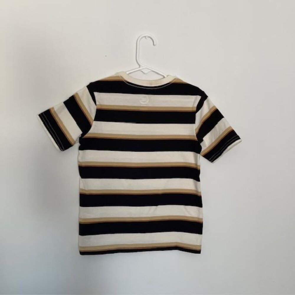 Boys Wonder Nation Size 6-7 Brown/Black/White Striped Short Sleeve Shirt - Picture 5 of 8